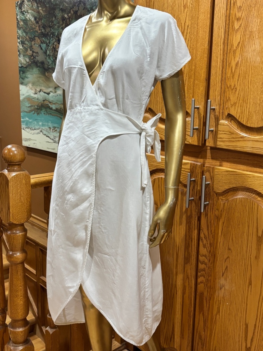 Wilfred White Wrap Midi Dress with Side Tie - Picture 2 of 10